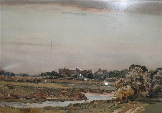 Alexander Carruthers Gould RBA RWA (1870-1948) View of Windsor Castle and of a ruined castle largest 10.75 x 17.75in.